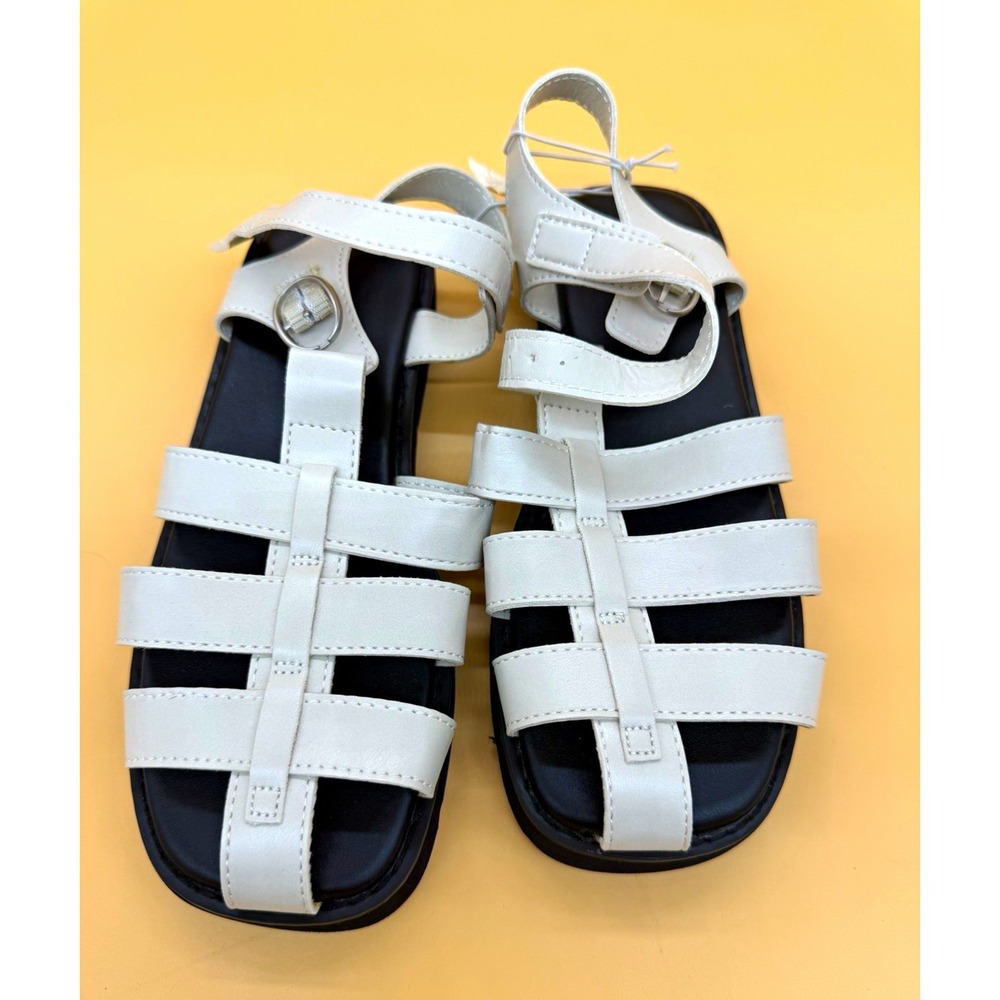 Old Navy Girls Fisherman Sandals Size 3Y White Black Platform Strappy Shoes 3